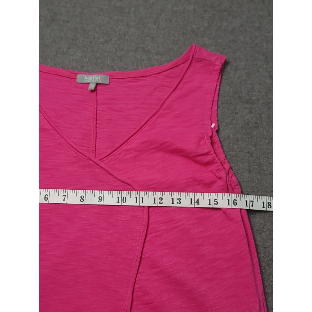 Habitat Dress Womens Sz M Hot Pink Cotton Sleeveless Wrap Neck Asymmetrical Midi - Picture 7 of 9